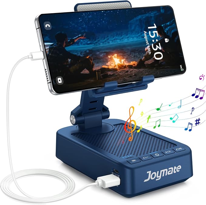 Gifts for Men Women, Bluetooth Speaker Phone Stand with Charging Function 360° Rotable Adjustable Cell Phone Holder HD Surround Sound for Desk Fits All Phones,Tablet (Blue) by Joymate