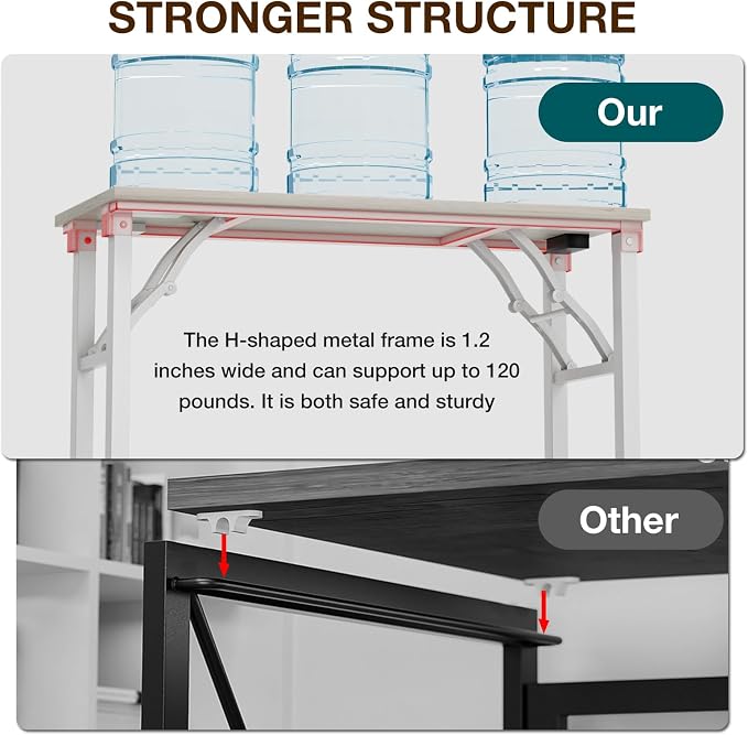 TEMI Small Computer Desk Folding Table - No Assembly, Compact 35.8" Foldable Desk with Power Outlets & USB Charging Port, Portable Small Office Desk, Ideal Mini Study Table for Narrow Spaces,White Ash - Image 6
