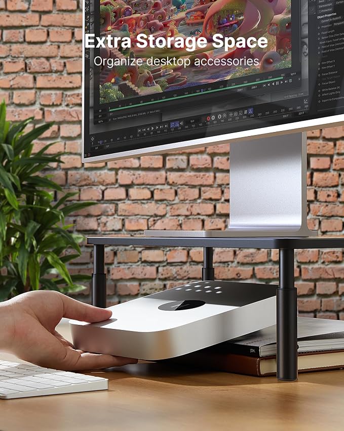HUANUO Monitor Stand, Monitor Stand Riser 3 Height Adjustable, Monitor Riser with Airflow Vents, Laptop Stand for Desk, Laptop Riser, Desk Organizer for Monitor, Laptop, PC, Printer - Image 5