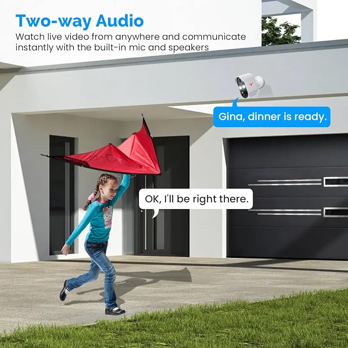 1080P Wireless Security Camera Outdoor, Battery Powered, AI Human Detection, Color Night Vision, 2-Way Audio, IP65 Waterproof, 2.4G Wi-Fi, Cloud Storage (1 Spotlight) - Image 5