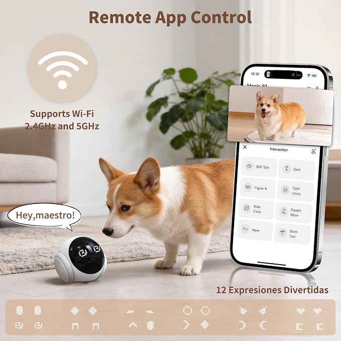 1080P Moving Pet Robot Camera, Smart Home Security Robot with Auto Tracking, Night Vision, 2-Way Audio, Auto-Recharge, Motion Alerts, App Control for Pet, Baby & Elderly Care - Image 7