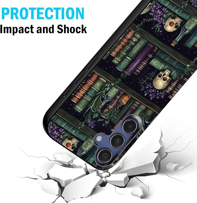 Designed for Galaxy S25 FE Phone Case,Slim Silicone Shockproof Protective Case for Galaxy S25 FE 6.7 inch,Retro Bookshelf - Image 2