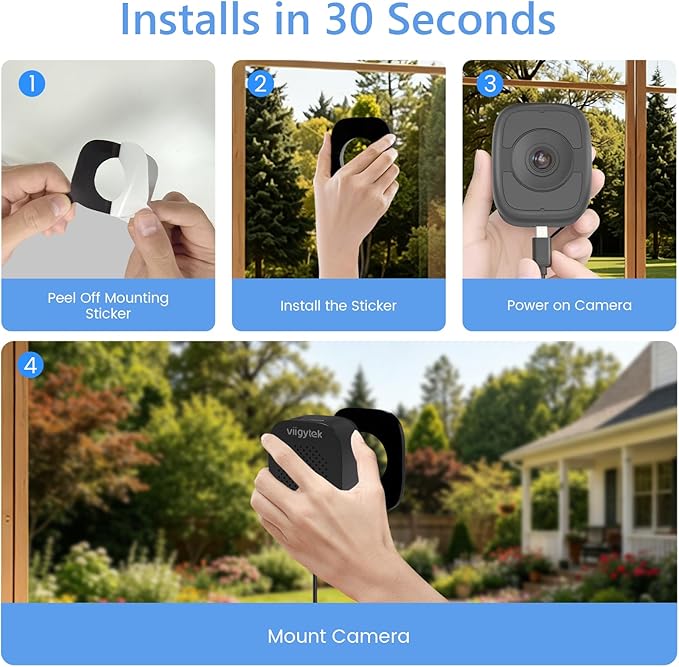 5MP 3K Magnetic Window Camera, Indoor Window Security Camera for Home with Full Color Night Vision,5GHz&2.4GHz WiFi 6,AI Human Vehicle Detection,2-Way Audio, No Drill, 24/7 Recording - Image 6