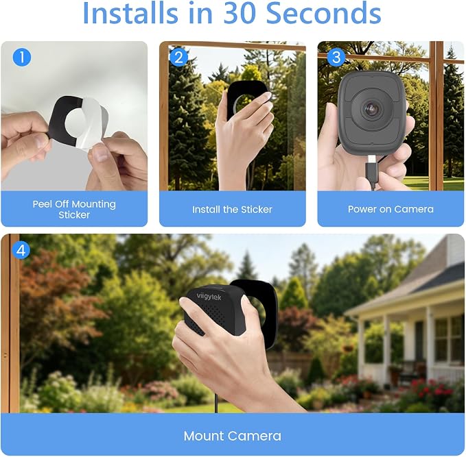 3K 5MP Window Camera for Home Security Indoor Magnetic Mount, 2Pack No Drill 5GHz&2.4GHz WiFi 6, Outdoor Monitoring Through Glass, Full Color Night Vision, 24/7 AI Smart Detection Recording - Image 6