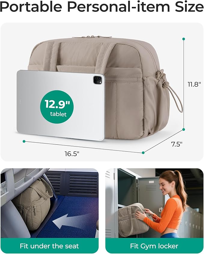 BAGSMART Duffle Bag for Travel, Gym Bag for Women, Weekender Carry on Bag | PVC Wet Pocket, Airline Approved Personal Carry-on Size, Fits Under-seat, One Bag for Gym, Travel, Hospital, Overnight - Image 2