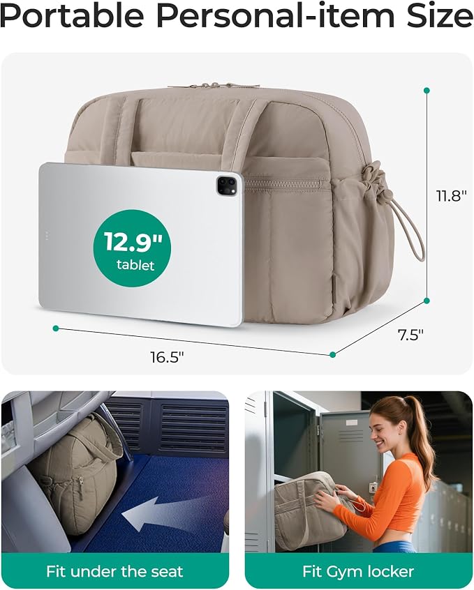 BAGSMART Duffle Bag for Travel, Gym Bag for Women, Weekender Carry on Bag | PVC Wet Pocket, Airline Approved Personal Carry-on Size, Fits Under-seat, One Bag for Gym, Travel, Hospital, Overnight - Image 2