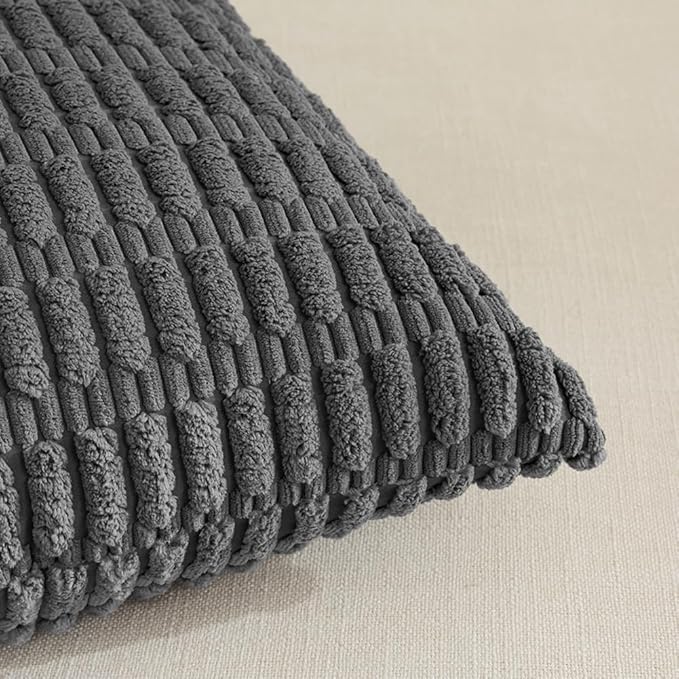 Fancy Homi 4 Packs Decorative Throw Pillow Covers for Living Room Couch Bed, Modern Farmhouse Boho Home Décor Accent Cushion Case, 26" x 26", Dark Gray - Image 4