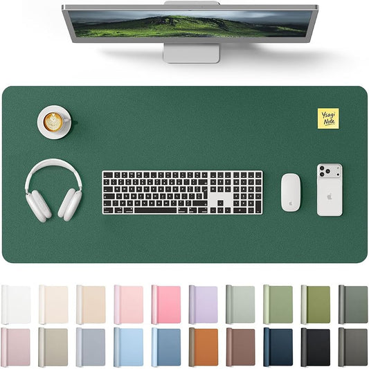 YSAGi Leather Desk Pad Protector, Office Desk Mat, Large Mouse Pad, Non-Slip PU Leather Desk Blotter, Laptop Desk Pad, Waterproof Desk Writing Pad for Office and Home (Seafoam Green, 35.4" x 17") by YSAGi