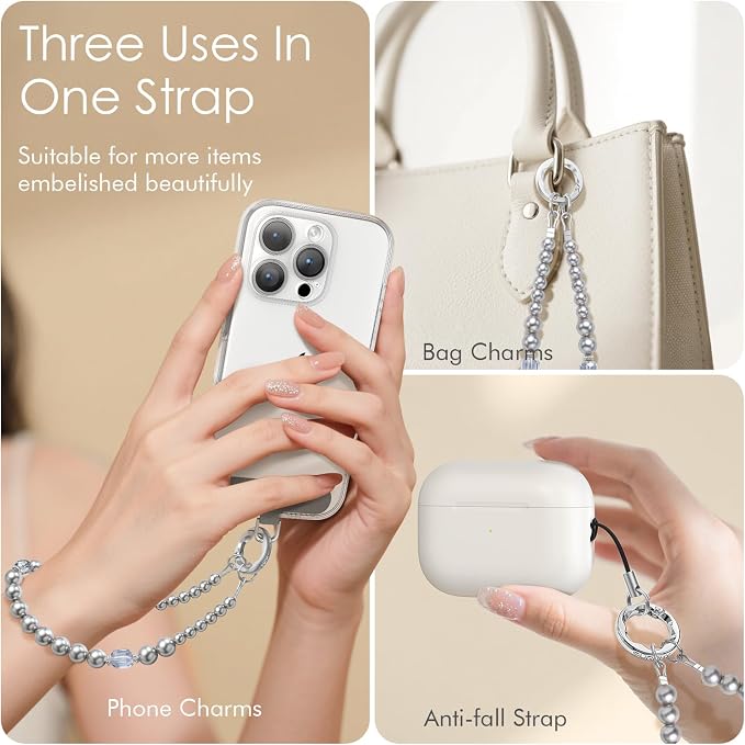 SURPHY Phone Charm, Handmade Beaded Phone Wrist Strap with Tether Tab | Phone Charm Strap, Phone Chain with Premium Metal Buckle, Wrist Strap Fits Cellphone Cases, Wallets, Bags, Keys - Image 2