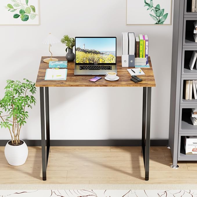 PayLessHere | 32 Inch Computer Desk | Brown | Office Desk with Metal Frame, Adjustable Feet | Water-Resistant, Scratchproof Surface | Sturdy Writing Table for Home Office or Study | Pack of 2 - Image 7