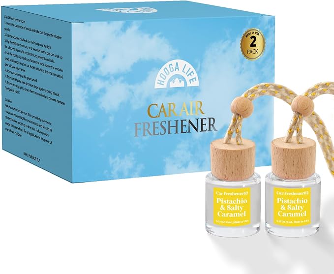 HoogaLife Car Air Freshener Diffuser 2 Pack Hanging Pistachio Salty Caramel Car Air Freshener for Women 45+ days Long Lasting Fragrance Made in USA (P62) - Image 6