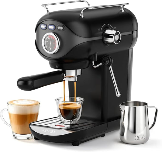 XIXUBX Espresso Machine, Compact Espresso Maker with Milk Frother | 20-Bar Pump, PID Control, Low Vibration Coffee Maker, for Small Kitchen, Home, Brews Latte, Cappuccino by XIXUBX