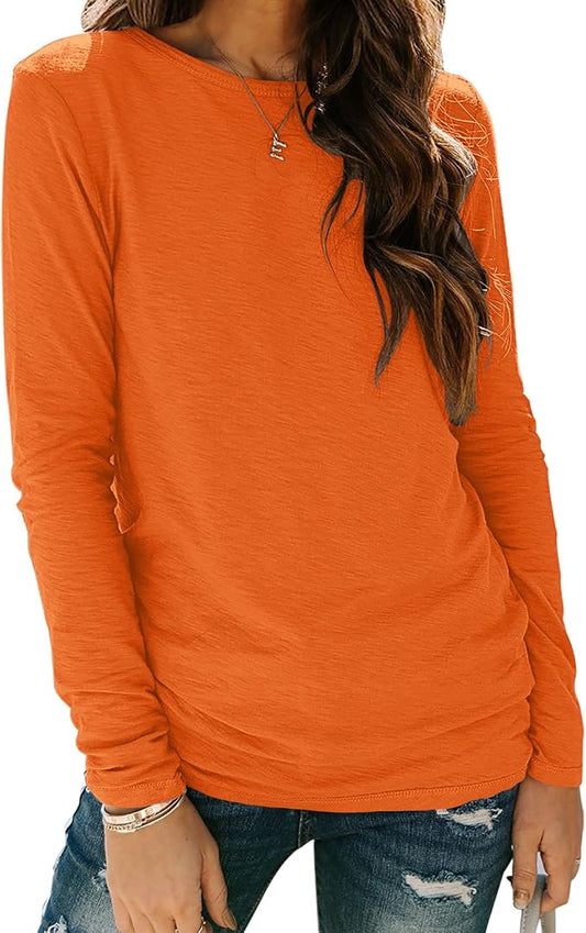 Sherosa Womens T Shirts Long Sleeve Crew Neck Shirts Basic Tee Tops Blouse by Sherosa