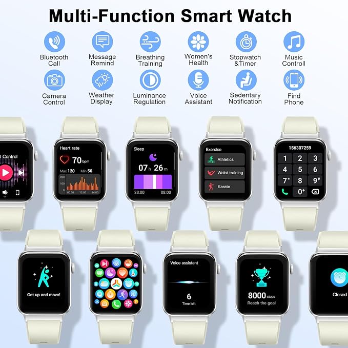Smart Watch for Women Men (Answer/Make Call), Smartwatch with Heart Rate/Sleep Monitor/Pedometer, 2026 New Fitness Watch IP68 Waterproof, 113+ Sports Modes,Activity Tracker for Android iOS-White - Image 6