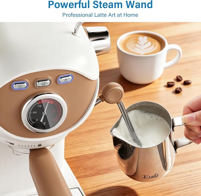 XIXUBX Espresso Machine, Compact Espresso Maker with Milk Frother | 20-Bar Pump, PID Control, Low Vibration Coffee Maker, for Small Kitchen, Home, Brews Latte, Cappuccino - Image 4