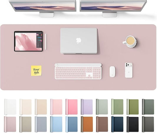 YSAGi Leather Desk Pad Protector, Office Desk Mat, Large Mouse Pad, Non-Slip PU Leather Desk Blotter, Laptop Desk Pad, Waterproof Desk Writing Pad for Office and Home (Grayish Lavender,55" x 17.2") by YSAGi