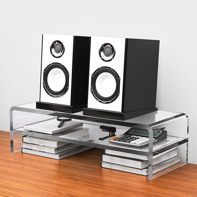 Egchi Acrylic Monitor Stand,2 Tiers Computer Monitor Riser(18x8x5.5 inches),Computer Stand/Monitor Riser for Office,School,Home,Laptop Stand Desktop Stand for Keyboard Storage&Printer TV Screen - Image 6