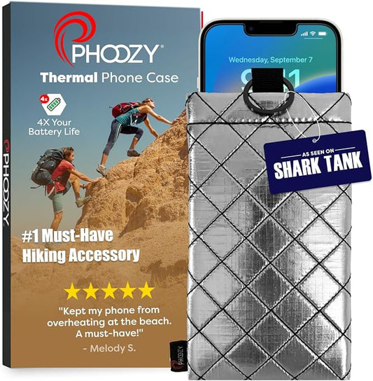 PHOOZY Apollo II Thermal Phone Case with NASA-Derived Technology - Extends Battery Life 4X in Hot or Cold Weather - Military Grade 8-Foot Drop Protection Insulated Pouch - Medium Silver by PHOOZY