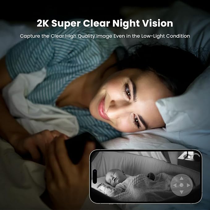 AMOROM Indoor Camera 2K, Baby/Kids/Elderly/Dog/Cat Camera | AI Smart Detection & Alarm, 2-Way Audio, Night Vision, 2.4G&5G WiFi App Control, Cloud & SD Card Storage, 2 Pack - Image 3