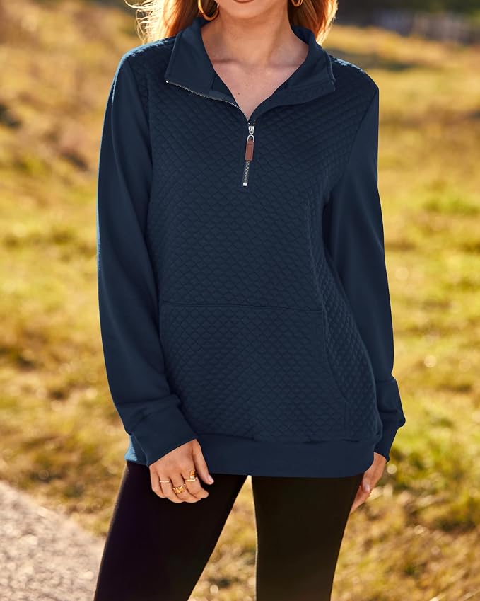 BTFBM Women Fashion Quilted Pattern Lightweight Zipper Long Sleeve Plain Casual Ladies Sweatshirts Pullovers Shirts Tops - Image 6