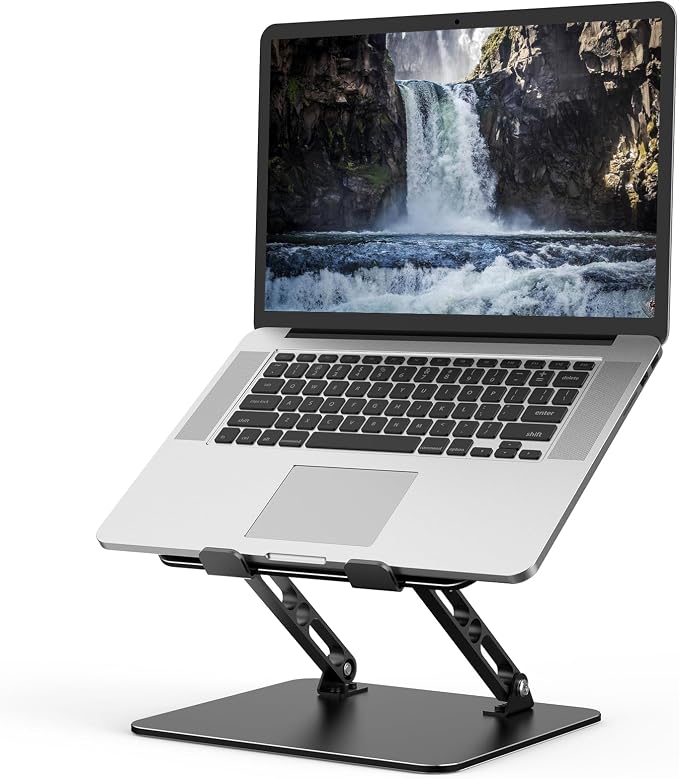 Adjustable Laptop Stand for Desk, Metal Laptop Riser Holder | Portable Desktop Book Stands, Foldable Ventilated Cooling Computer Notebook Stand Compatible with 10-15.6” Laptops, Tablets by Gogoonike