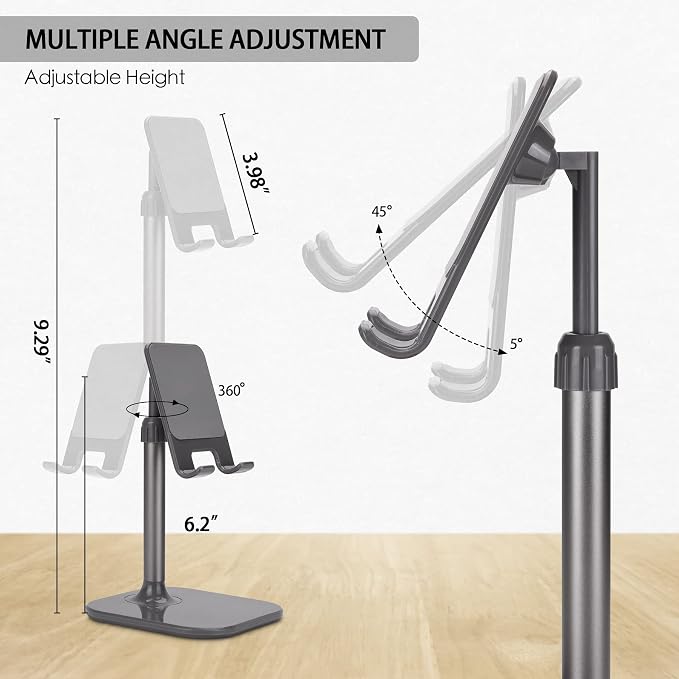 Doboli Cell Phone Stand, Phone Stand for Desk, Phone Holder Stand Compatible with iPhone and All Mobile Phones Tablet, Gifts for Adults Women Men Mom Wife, Space Gray - Image 3