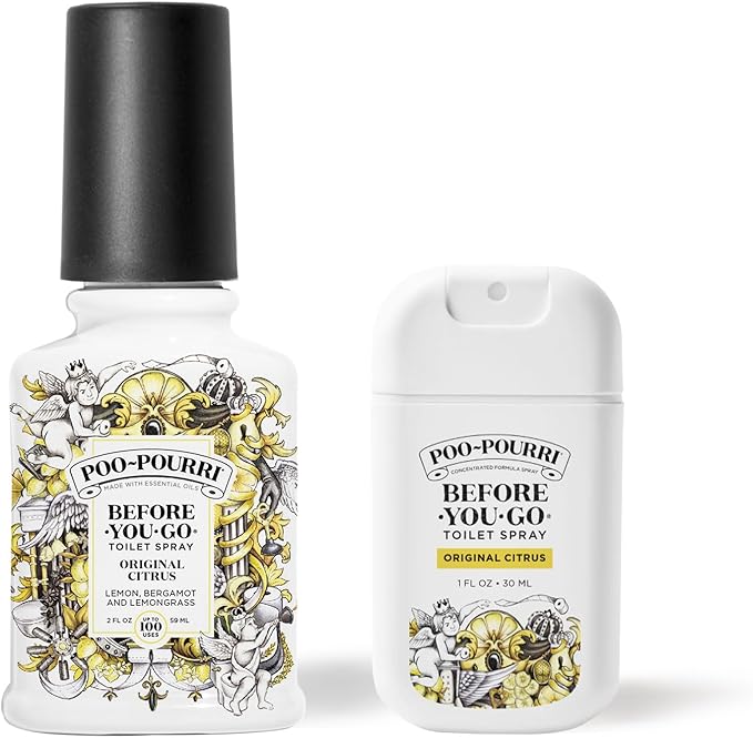 Poo-Pourri Before-you-Go Toilet Spray Bundle, Original Citrus 2 Fl Oz and Original Citrus 1 Fl Oz Pocket Travel Size - Lemon, Bergamot and Lemongrass by Unknown