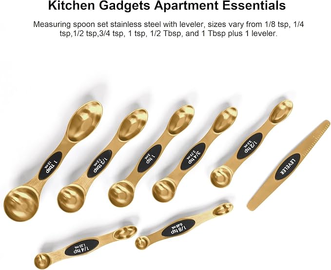 Magnetic Measuring Spoons Set Stainless Steel with Leveler, Stackable Metal Tablespoon Measure Spoon for Baking, Measuring Cups and Spoon Set Kitchen Gadgets Apartment Essentials Fits in Spice Jars - Image 7