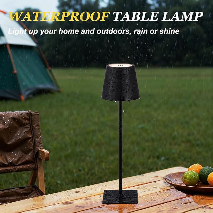 Kakanuo Cordless Rechargeable Table Lamp Black 5000mAh Battery Operated Lamps, 3 Colors Stepless Dimming Touch Lamp for Dining, Living Room, Outdoor Patio, Kitchen Counter, 4 Pack - Image 7