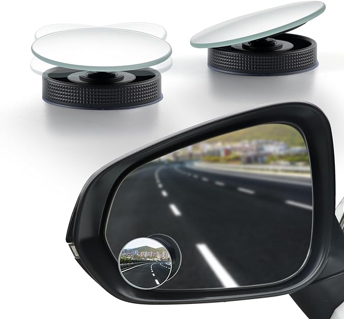 LivTee Blind Spot Car Mirror, 2" Round HD Glass Frameless Convex Side Mirror Blindspot, Reusable 360° Wide Angle Rear View Car Mirrors with Powerful Adjustable Suction Cup - Exterior Mirrors by LivTee