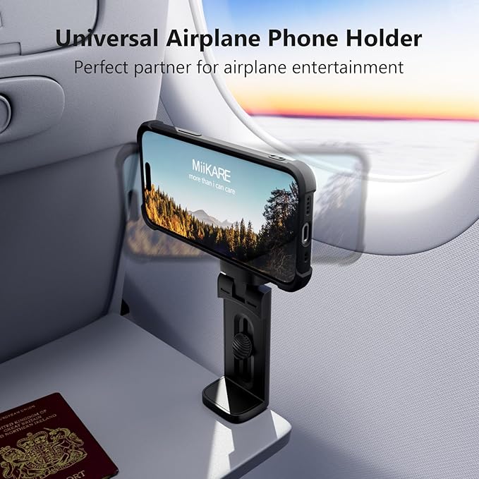 MiiKARE Travel Essentials Magnetic Airplane Phone Holder, Universal Handsfree Phone Mount for Flying with 360 Degree Rotation, Travel Must Haves Phone Stand for Desk, Tray Table, Pink - Image 3