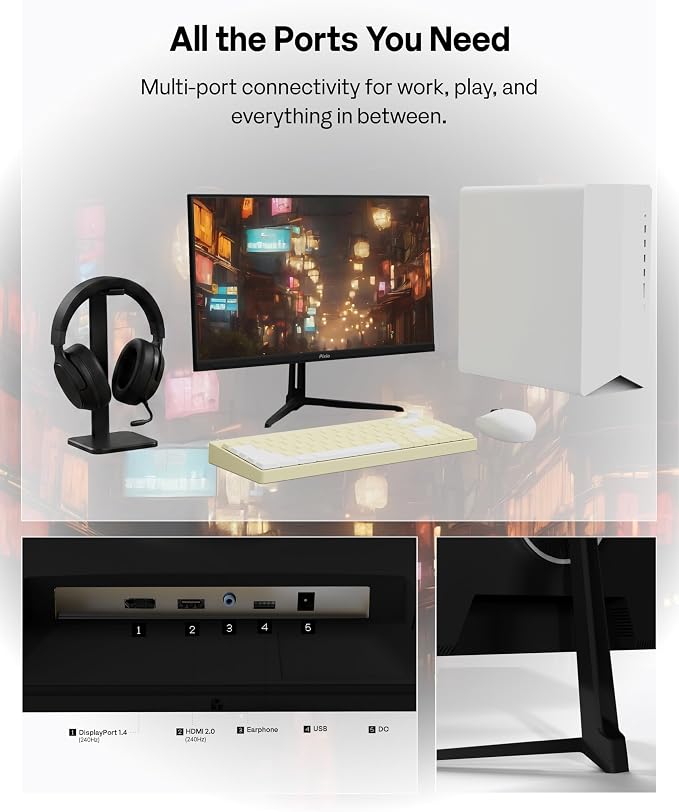 Pixio PX249 Wave 24 inch 240Hz Refresh Rate FHD 1080p Resolution Fast IPS Panel 1ms GTG Response Time Built-in Speakers Gaming Monitor with Adaptive Sync - Image 5