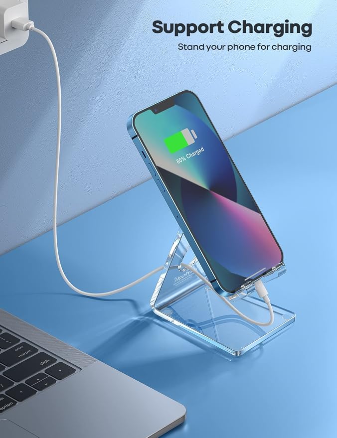 Lamicall Clear Acrylic Cell Phone Stand, Office Desk Decor Accessories | Office Cubicle Decor, Accessories & Workspace Organizers for Women, Teacher Desk Essentials, Cute Work From Home Supplies - Image 3