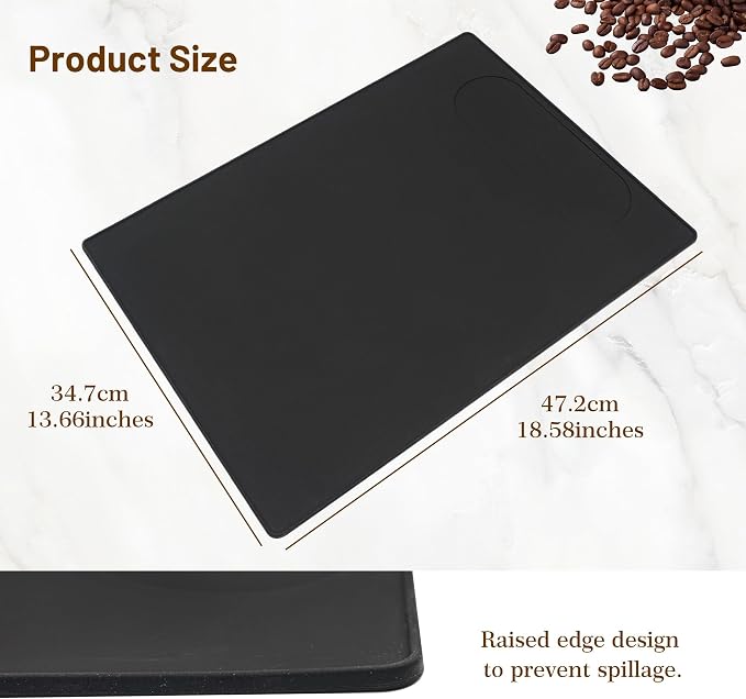 Silicone Mat Under Coffee Machine With Lip Automatic Machines Accessory, Black Multifunctional Rubber Base Mat, 18.9” x 13.8” - Image 6