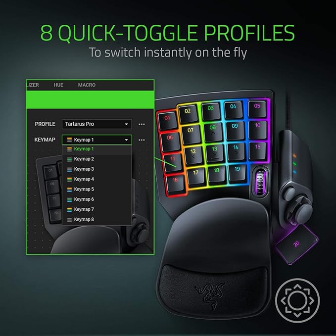 Razer Tartarus Pro Gaming Keypad: Analog-Optical Key Switches - Rapid Trigger - Adjustable Actuation - 32 Programmable Keys - Customizable Macros - Chroma RGB Lighting - Classic Black | Rapid Trigger, Adjustable Actuation, 32 Programmable Keys, Customi... - Image 5