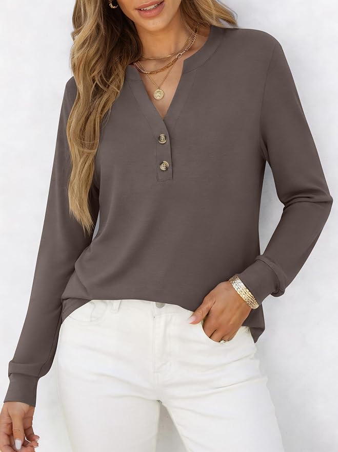 ANRABESS Women's Long Sleeve Shirts 2026 Spring Fashion Dressy Casual Tops Trendy Henley Blouses Cute Work Outfits Clothes - Image 2