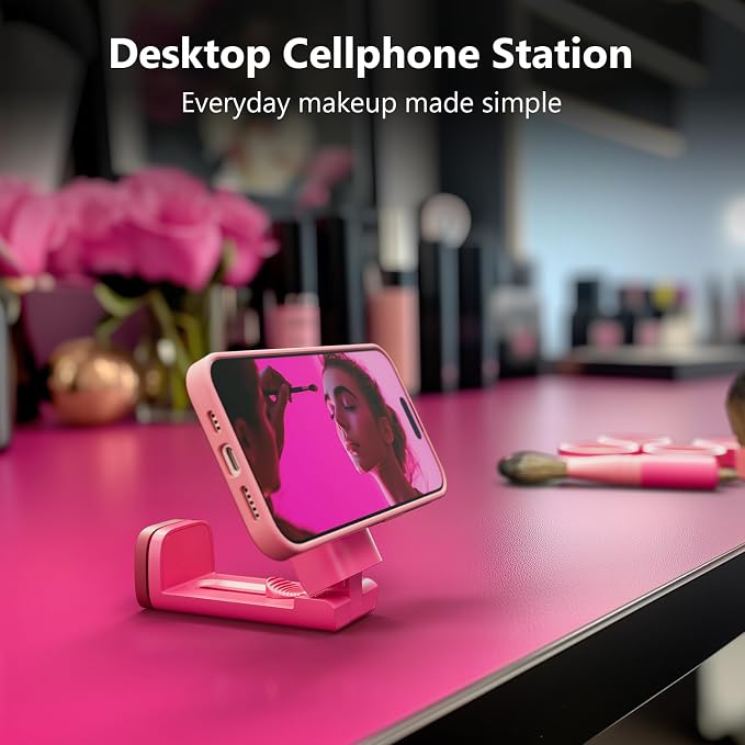 MiiKARE Travel Essentials Magnetic Airplane Phone Holder, Universal Handsfree Phone Mount for Flying with 360 Degree Rotation, Travel Must Haves Phone Stand for Desk, Tray Table, BarbiePink - Image 7