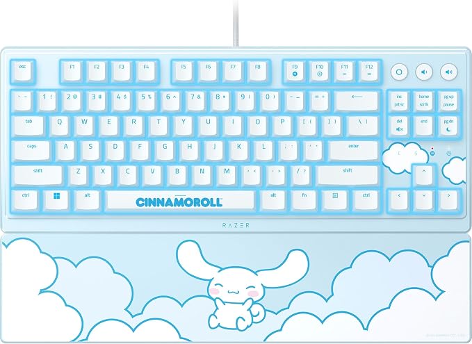 Razer Ornata V3 TKL Gaming Keyboard, Low-Profile Keys, Cinnamoroll Edition | Mecha-Membrane Switches, UV-Coated Keycaps, Backlit Media Keys, 8-Zone RGB Lighting, Magnetic Wrist Wrest by Unknown
