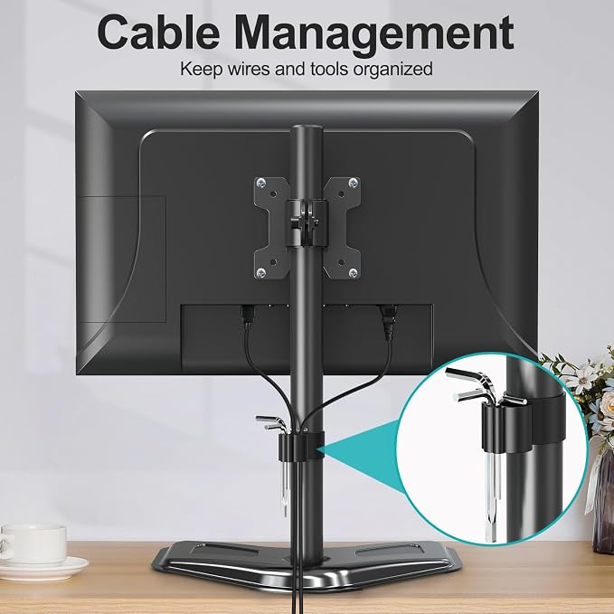 MOUNT PRO Single Monitor Stands Fits 13-32 inch/17.6 lbs Screen, Free-Standing Computer Monitor Mount for Desk, Display Standing with Adjustable Height/Tilt/Swivel/Rotation, VESA 75x75 100x100 - Image 8