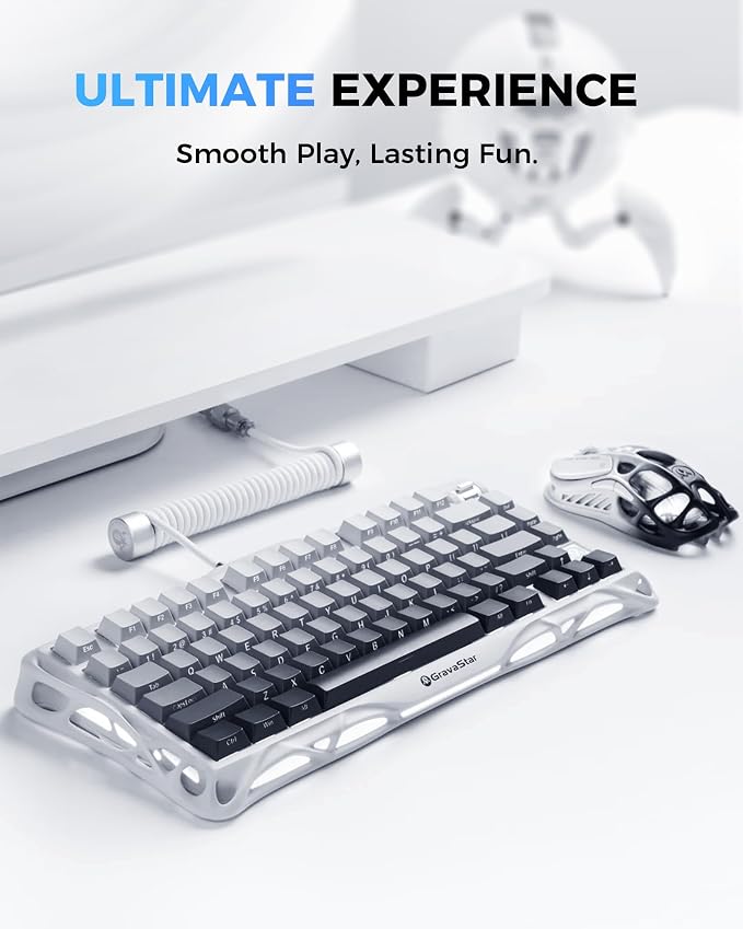 GravaStar Mercury K1 75% Wireless Mechanical Gaming Keyboard RGB Backlit | Gasket Mount, Hot Swappable Linear Switches, Creamy Sound Keyboard, 2.4GHz/USB-C/Bluetooth 5.0, for Win/Mac【Gradient White】 - Image 2