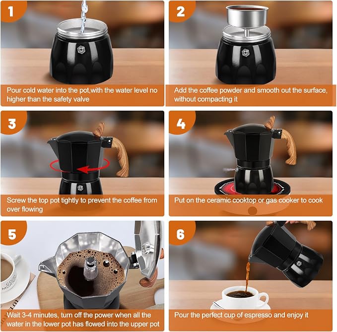 3 Cup Aluminum Espresso Stovetop Moka Pot Express Coffee Maker Percolator Italian Classic Mocha Coffee Machine for Italian and Cuban Cafe Brewing for Home & Camping 150ml 5oz - Image 8