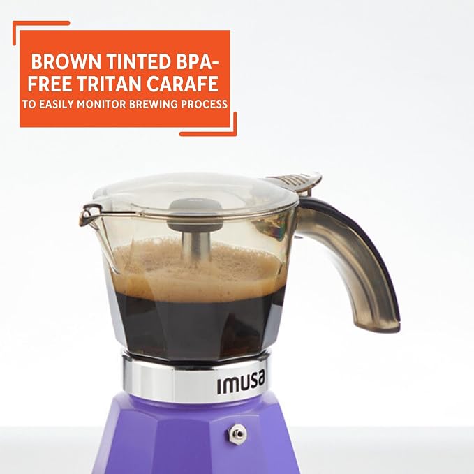 IMUSA 3 or 2 Cup Electric Espresso Maker with Cool-touch Handle, Purple | Bare Aluminum Finish, Detachable Base, Ideal for Espresso, Perfect for Everyday Use - Image 4