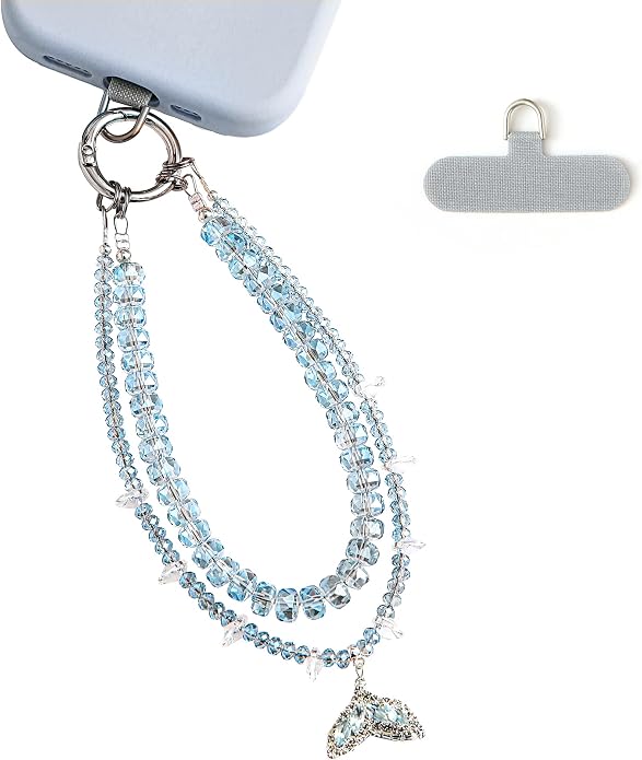 Phone Charm with Beaded Crystals, Anti-Theft Phone Strap, Hands-Free & Detachable Cellphone Lanyard, Cellphone Chain Wristlet with Tether Tab by Spetase