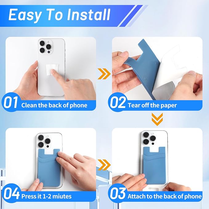 SHANSHUI Phone Card Holder Stick on, CellPhone Silicone Sticky Wallet Sleeve Pocket Business ID Credit Card Comptible for iPhone, Android & Most Smartphones - 5 Pack - Image 2