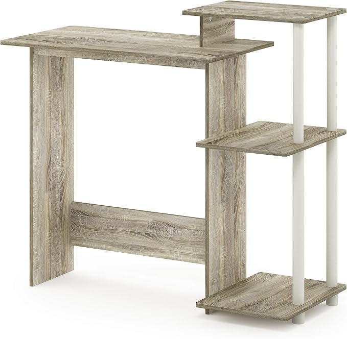 Furinno EFFICIENT Desk, 28.6" Wide Gaming Desk with 3 Open Side Shelves, Laptop Notebook Computer Desk, Office Desk for Home Office, Study Room, Dorm, Bedroom, Sonoma Oak - Image 7