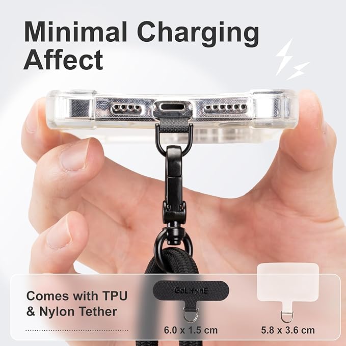 Universal Phone Lanyard, Anti-Theft Crossbody Strap for iPhone 17 Pro Max and Most Smartphones, Adjustable Cell Phone Neck Holder w/ 2 Non-Adhesive Tether Tabs for Men and Women, Apricot/Gold - Image 3