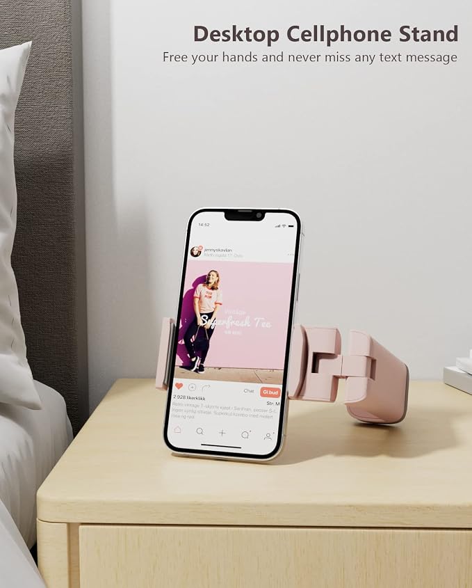 MiiKARE Travel Essentials Airplane Phone Holder, Universal Handsfree Phone Mount for Flying with 360 Degree Rotation, Travel Must Haves Phone Stand for Desk, Tray Table, Pink&Blue - Image 5