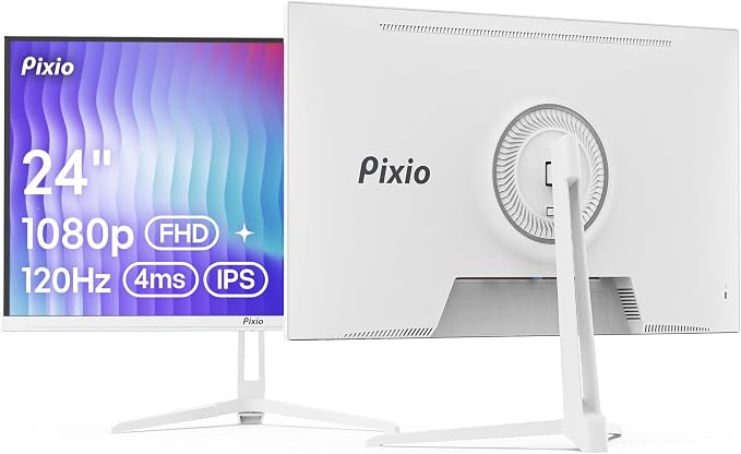 Pixio PX246 Wave White 24 inch 120Hz Refresh Rate FHD 1080p Resolution IPS Panel 4ms GTG Response Time Gaming Monitor with Adaptive Sync by Pixio