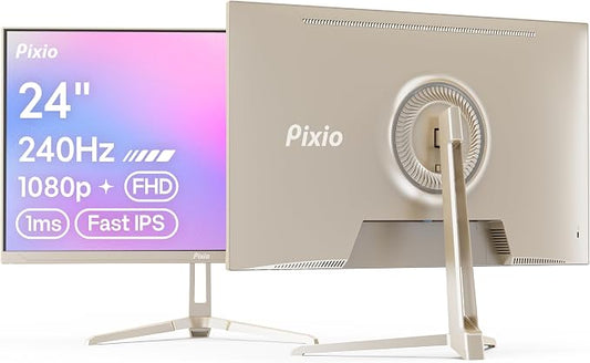 Pixio PX249 Wave Champagne Gold 24 inch 240Hz Refresh Rate FHD 1080p Resolution Fast IPS Panel 1ms GTG Response Time Built-in Speakers Gaming Monitor with Adaptive Sync by Pixio