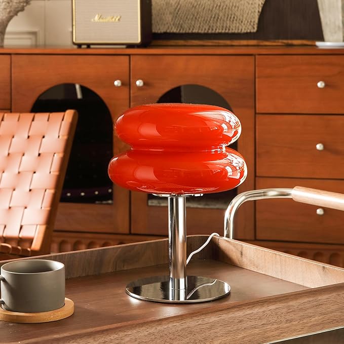 Glivpny Mushroom Lamp Table Lamp for Night Stands,Mid Century Modern Desk Lamps for Bedroom, Vintage Dimmable Bedside Small Cute Lamps, Cool Aesthetic House Warming Gifts New Home Decor(Orange Red) by Glivpny